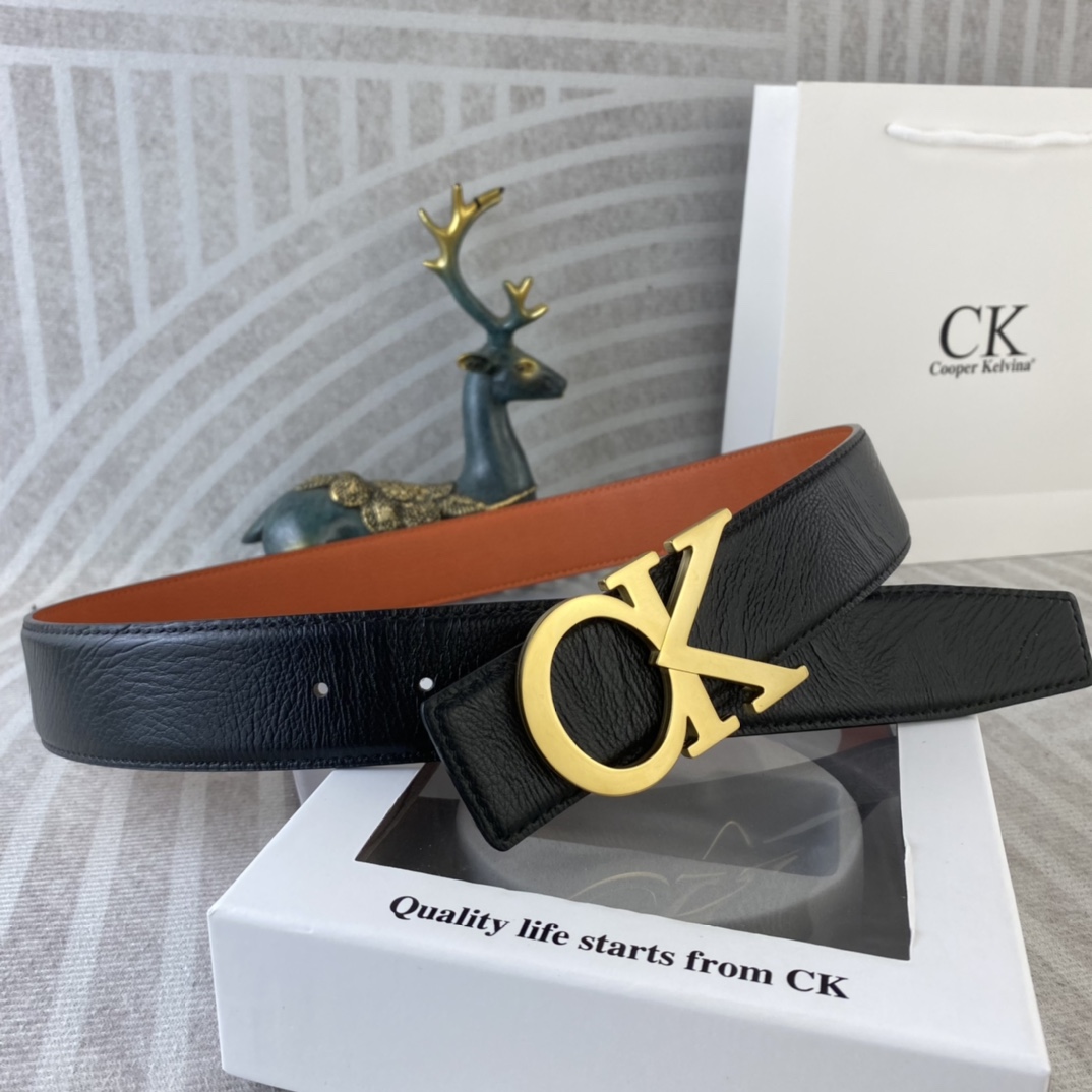 CK 💕 特种皮腰带系列 ，原厂五金精品不锈钢扣，手感柔软舒适 宽3.8CM。