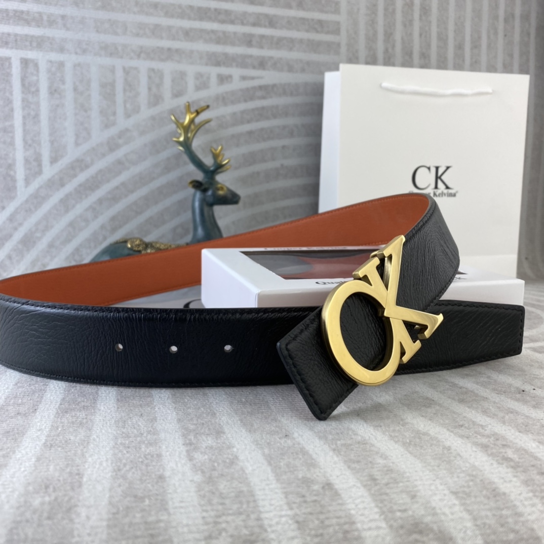 CK 💕 特种皮腰带系列 ，原厂五金精品不锈钢扣，手感柔软舒适 宽3.8CM。
