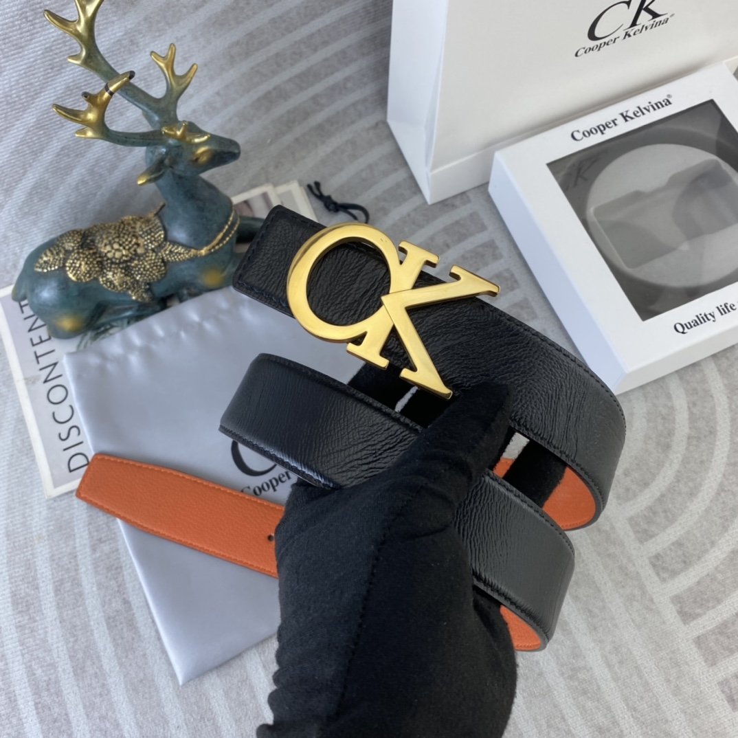 CK 💕 特种皮腰带系列 ，原厂五金精品不锈钢扣，手感柔软舒适 宽3.8CM。