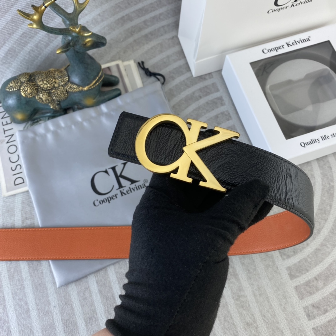 CK 💕 特种皮腰带系列 ，原厂五金精品不锈钢扣，手感柔软舒适 宽3.8CM。