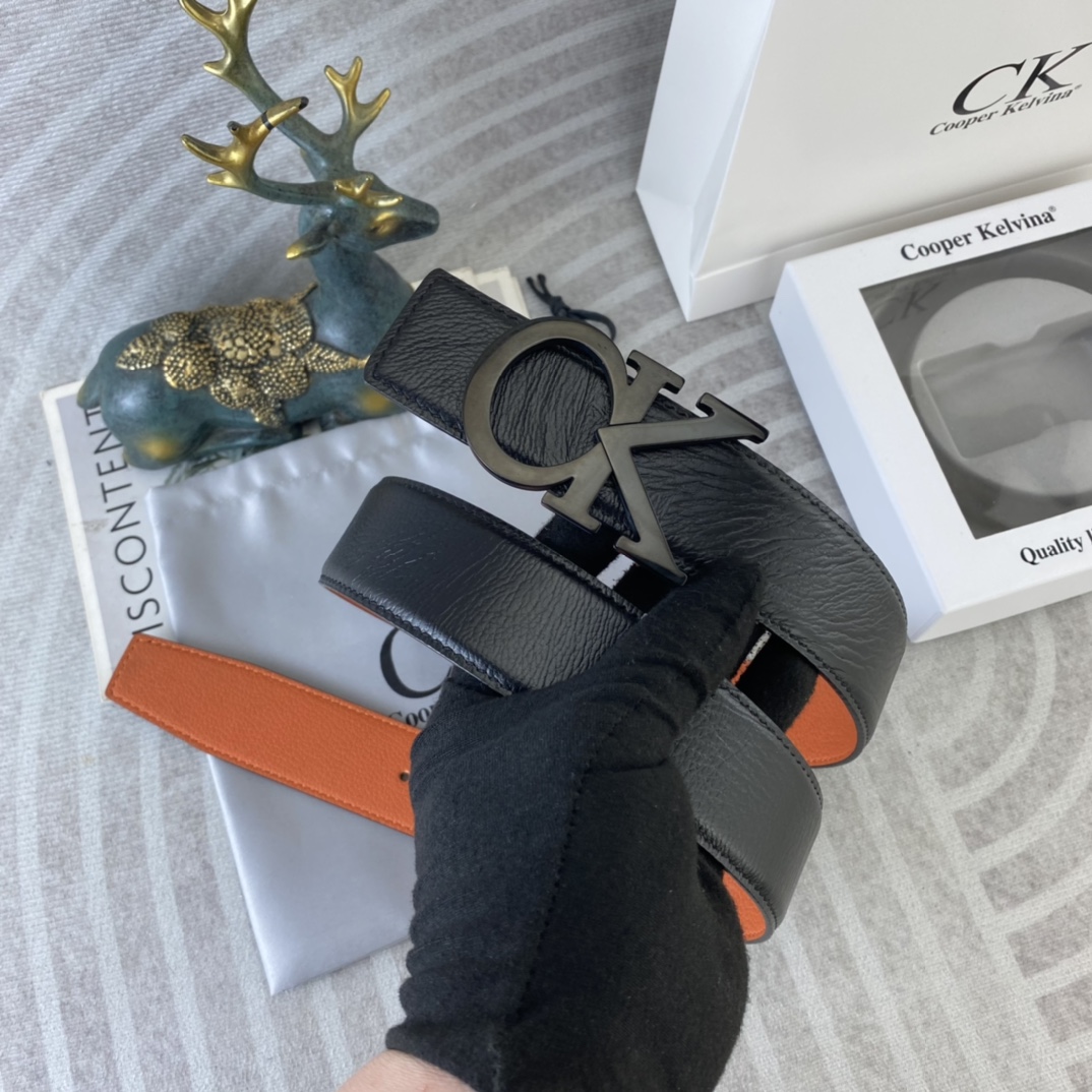 CK 💕 特种皮腰带系列 ，原厂五金精品不锈钢扣，手感柔软舒适 宽3.8CM。