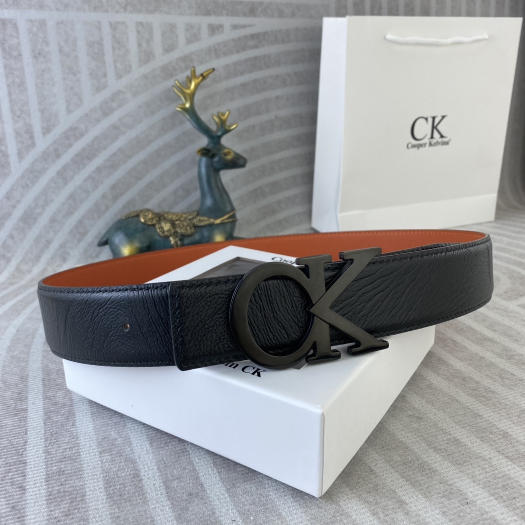 CK 💕 特种皮腰带系列 ，原厂五金精品不锈钢扣，手感柔软舒适 宽3.8CM。
