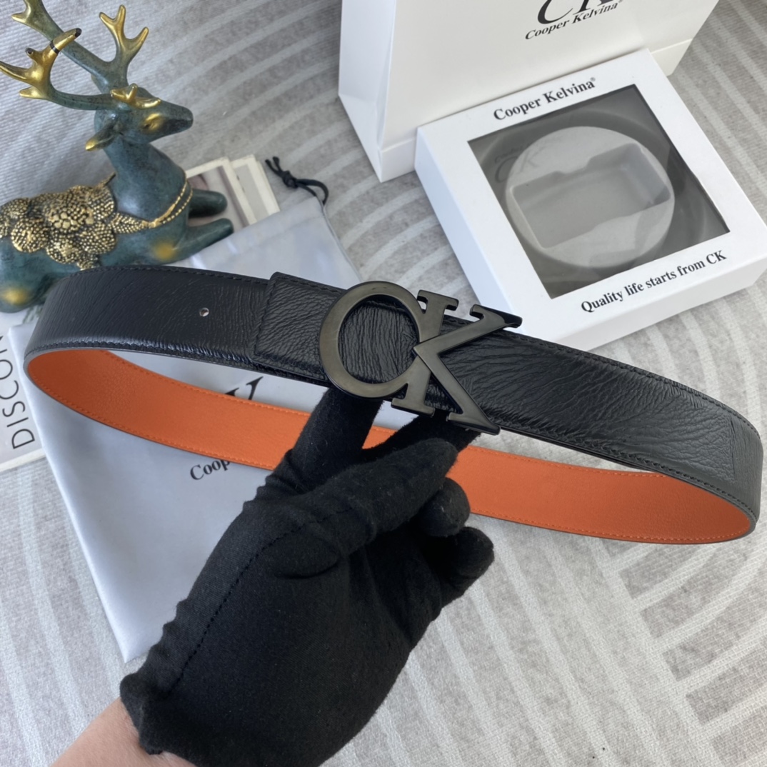 CK 💕 特种皮腰带系列 ，原厂五金精品不锈钢扣，手感柔软舒适 宽3.8CM。
