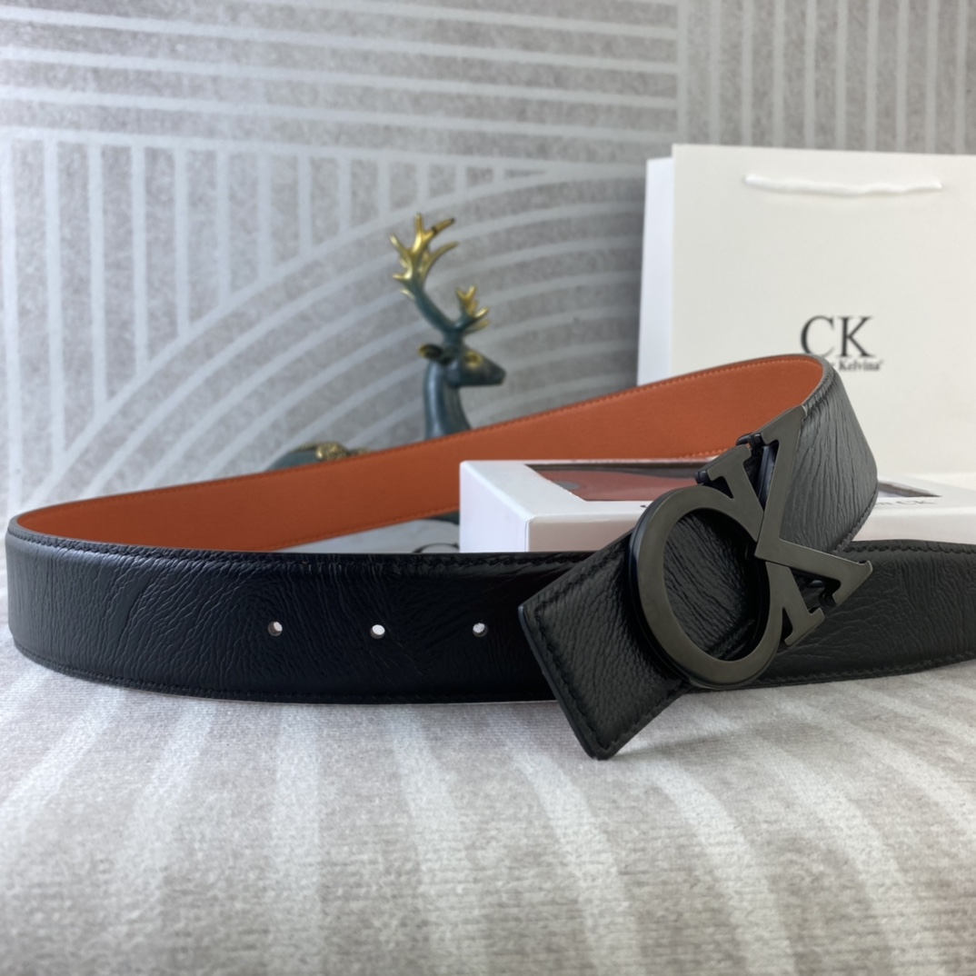 CK 💕 特种皮腰带系列 ，原厂五金精品不锈钢扣，手感柔软舒适 宽3.8CM。