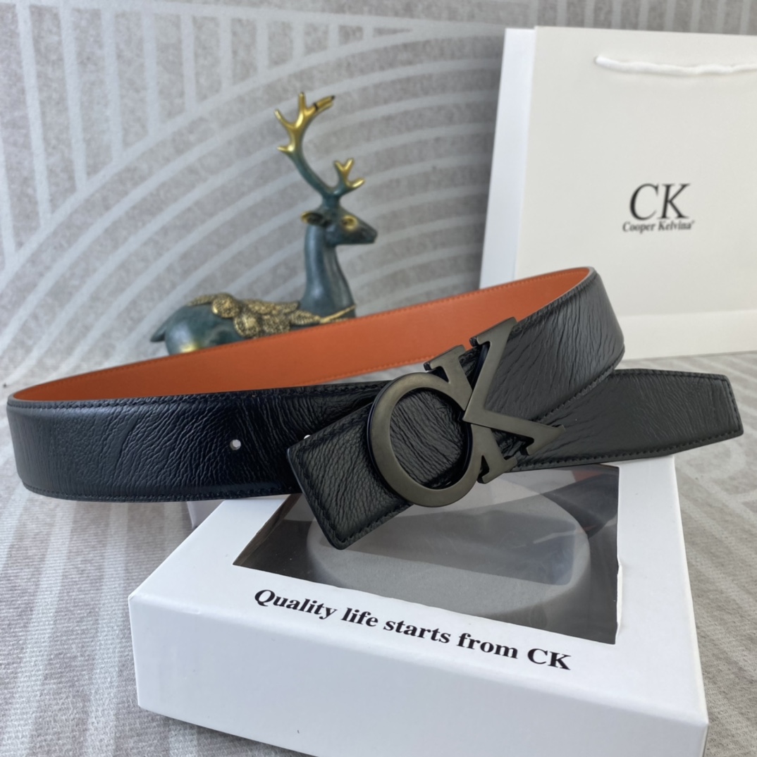 CK 💕 特种皮腰带系列 ，原厂五金精品不锈钢扣，手感柔软舒适 宽3.8CM。