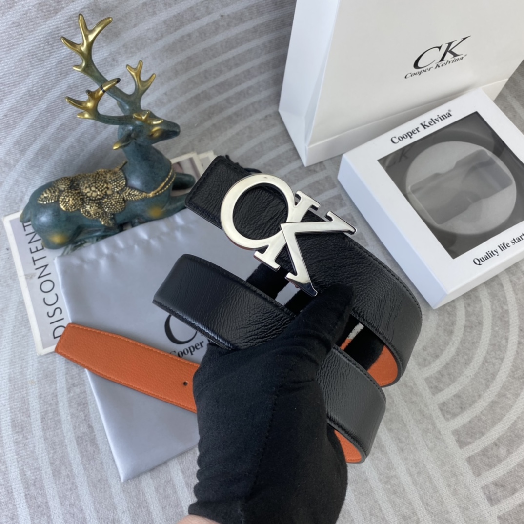 CK 💕 特种皮腰带系列 ，原厂五金精品不锈钢扣，手感柔软舒适 宽3.8CM。