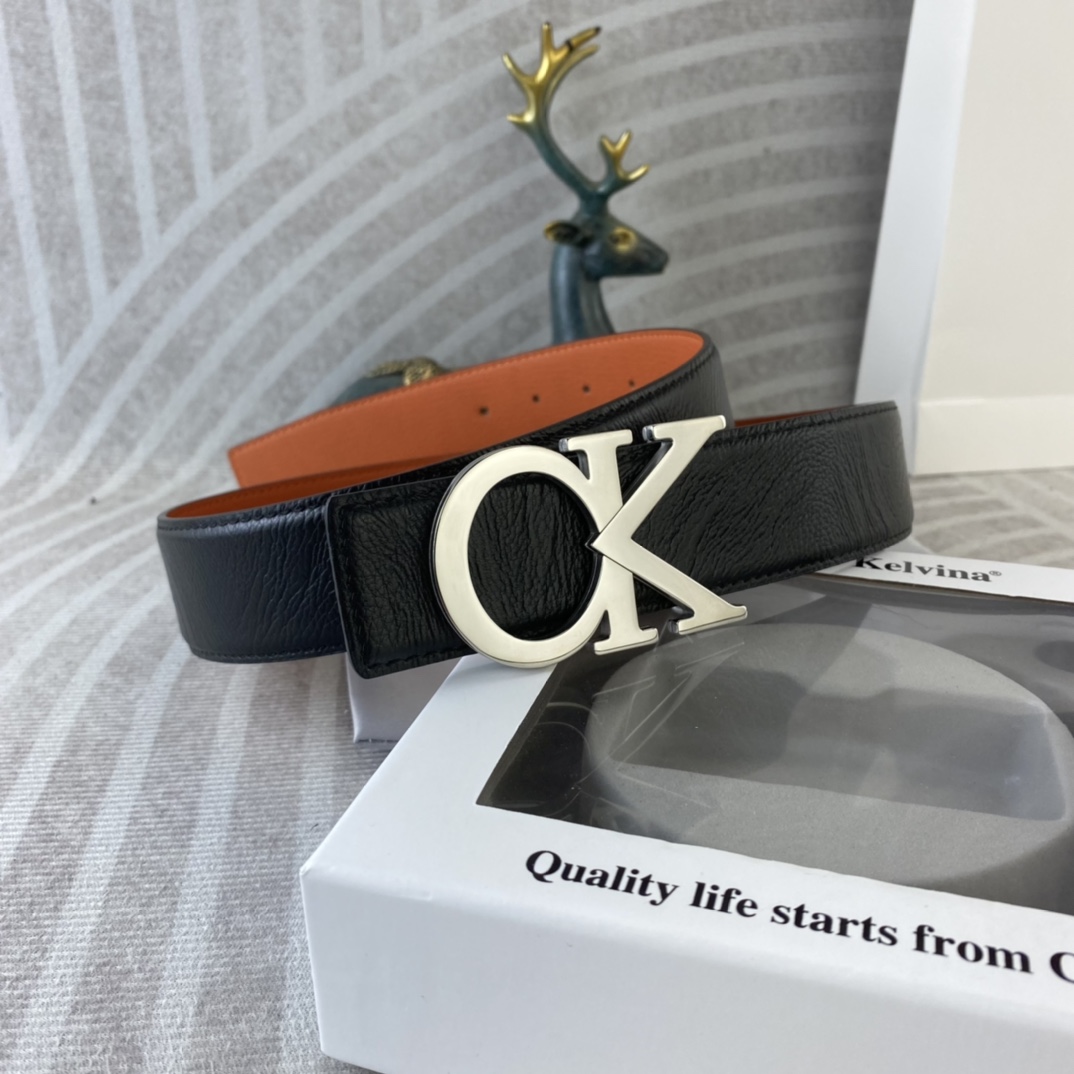 CK 💕 特种皮腰带系列 ，原厂五金精品不锈钢扣，手感柔软舒适 宽3.8CM。