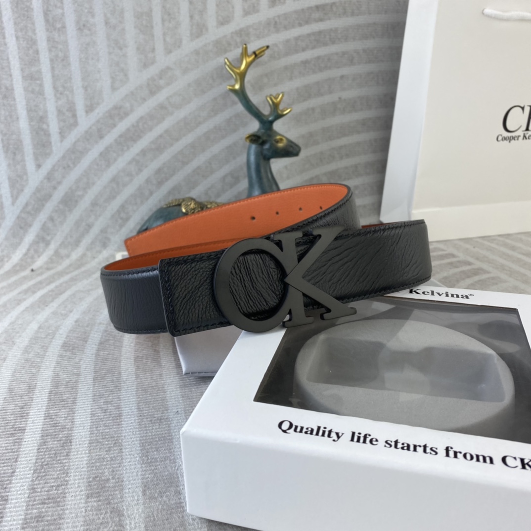 CK 💕 特种皮腰带系列 ，原厂五金精品不锈钢扣，手感柔软舒适 宽3.8CM。