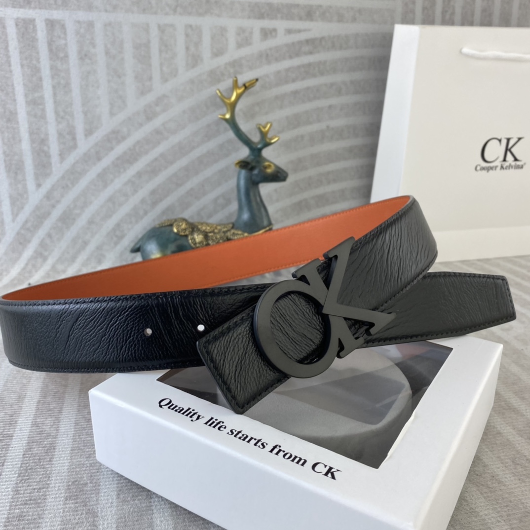 CK 💕 特种皮腰带系列 ，原厂五金精品不锈钢扣，手感柔软舒适 宽3.8CM。