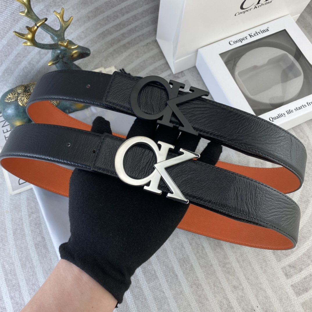 CK 💕 特种皮腰带系列 ，原厂五金精品不锈钢扣，手感柔软舒适 宽3.8CM。