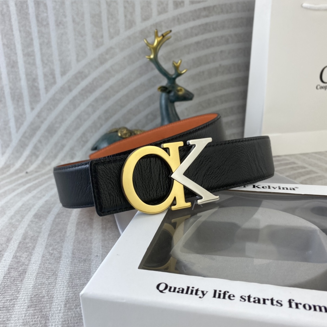 CK 💕 特种皮腰带系列 ，原厂五金精品不锈钢扣，手感柔软舒适 宽3.8CM。