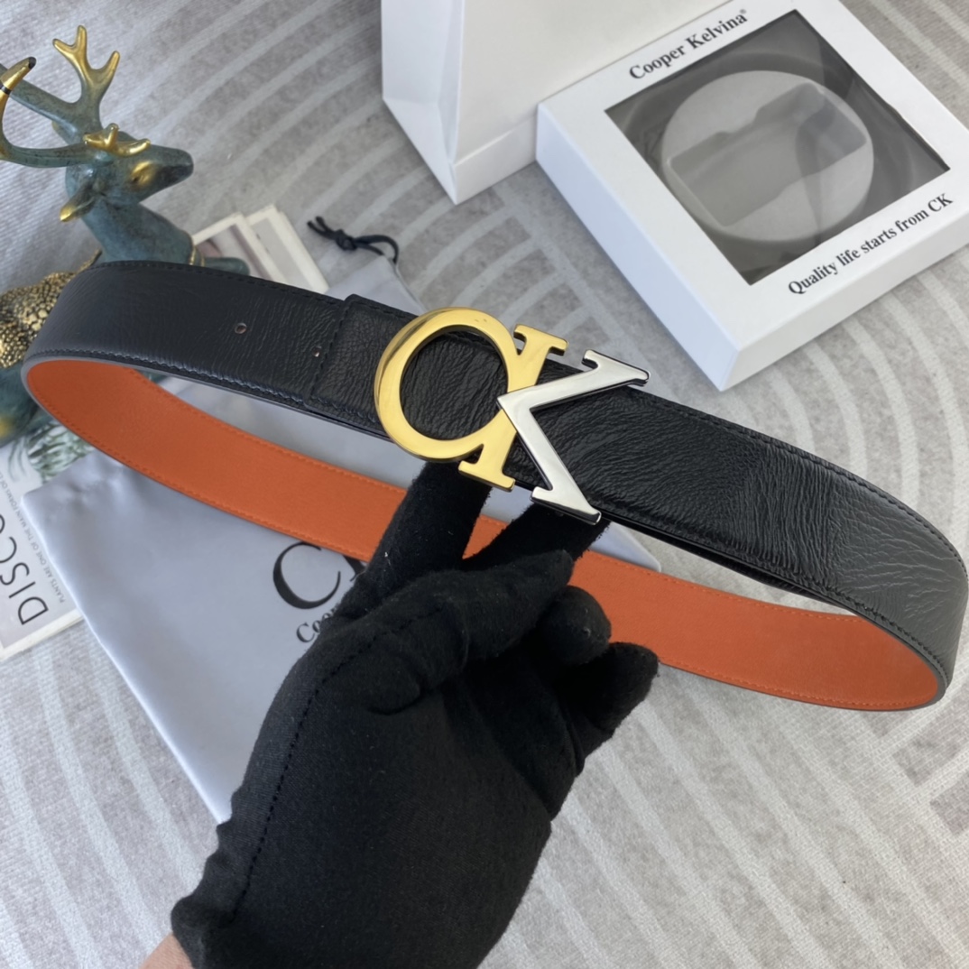 CK 💕 特种皮腰带系列 ，原厂五金精品不锈钢扣，手感柔软舒适 宽3.8CM。