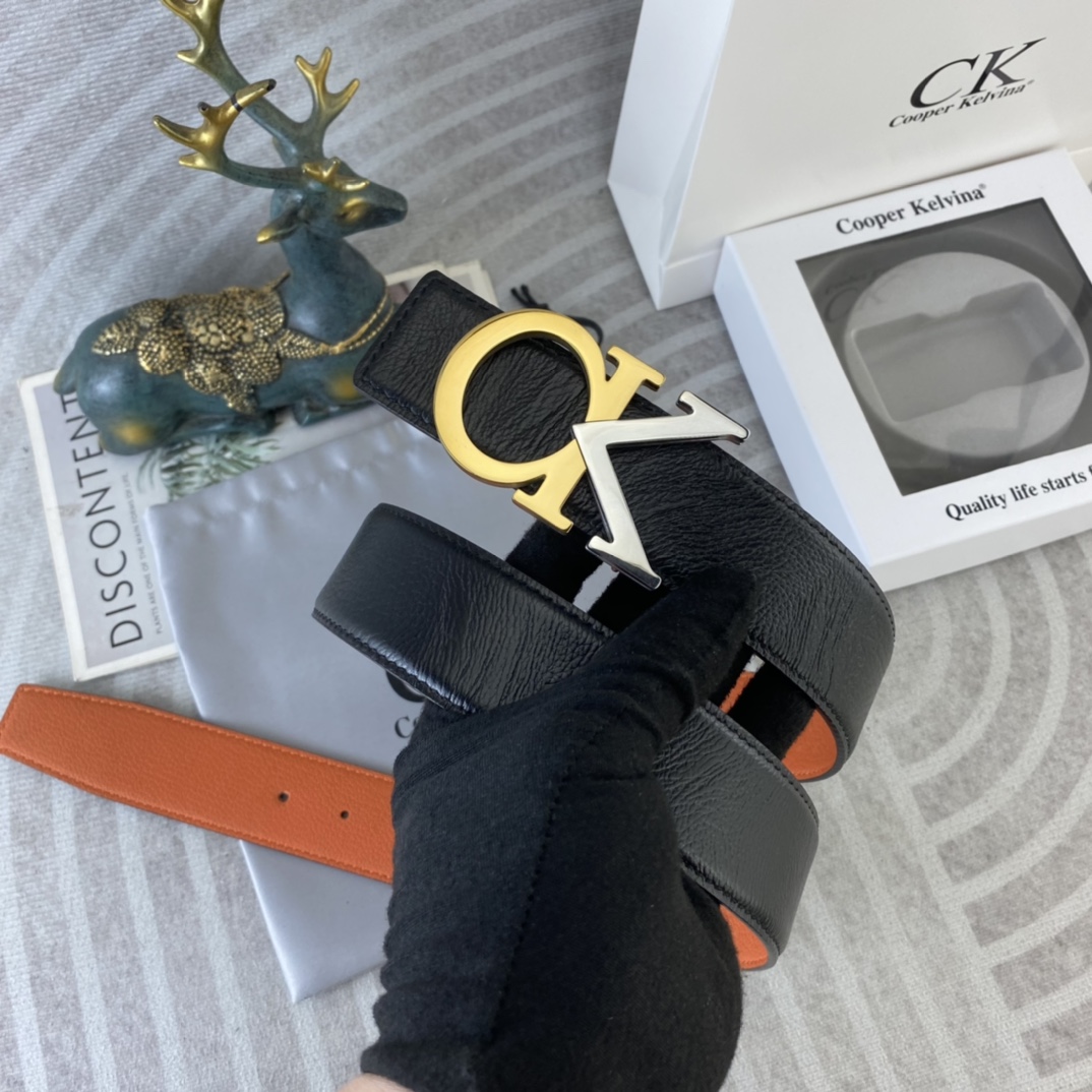 CK 💕 特种皮腰带系列 ，原厂五金精品不锈钢扣，手感柔软舒适 宽3.8CM。