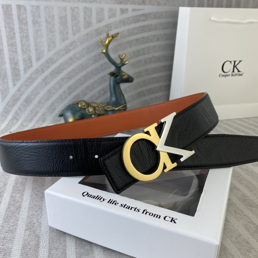 CK 💕 特种皮腰带系列 ，原厂五金精品不锈钢扣，手感柔软舒适 宽3.8CM。