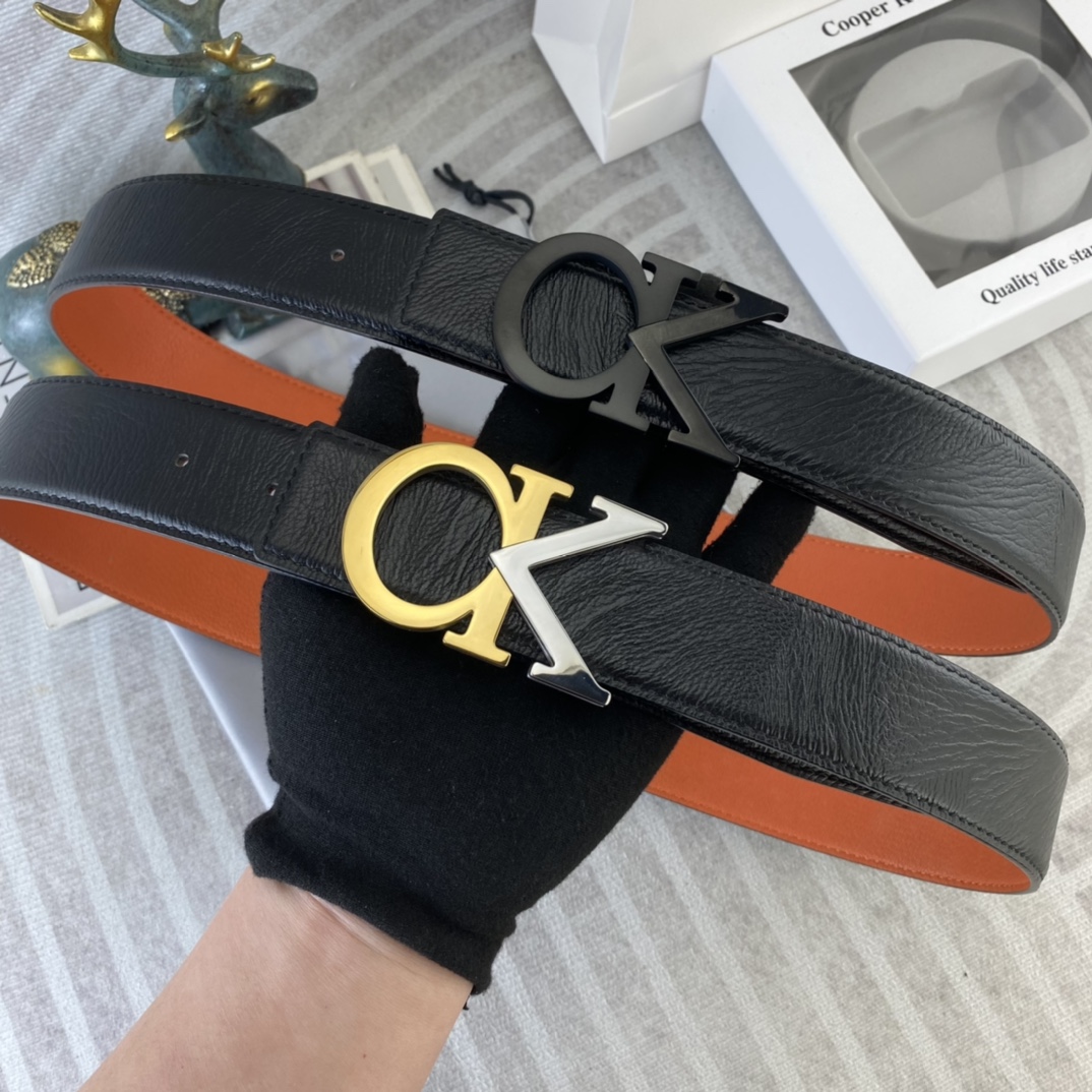 CK 💕 特种皮腰带系列 ，原厂五金精品不锈钢扣，手感柔软舒适 宽3.8CM。