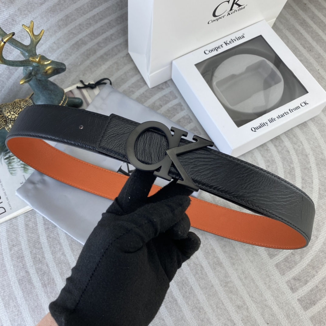 CK 💕 特种皮腰带系列 ，原厂五金精品不锈钢扣，手感柔软舒适 宽3.8CM。