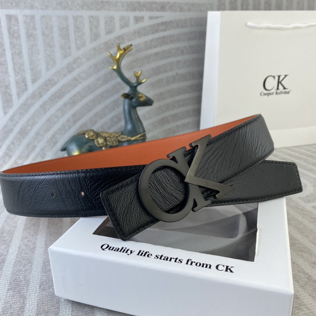 CK 💕 特种皮腰带系列 ，原厂五金精品不锈钢扣，手感柔软舒适 宽3.8CM。