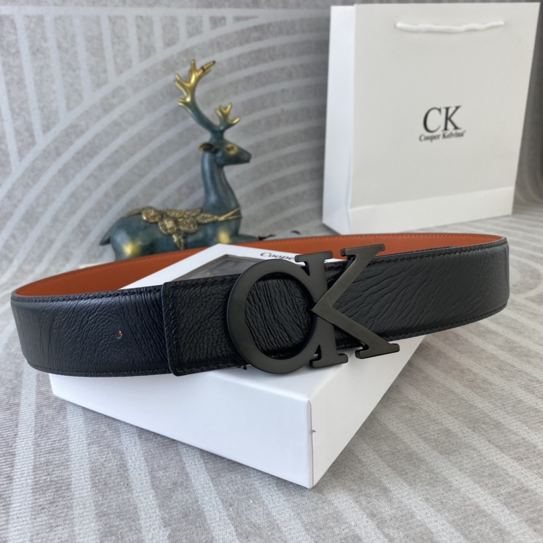 CK 💕 特种皮腰带系列 ，原厂五金精品不锈钢扣，手感柔软舒适 宽3.8CM。