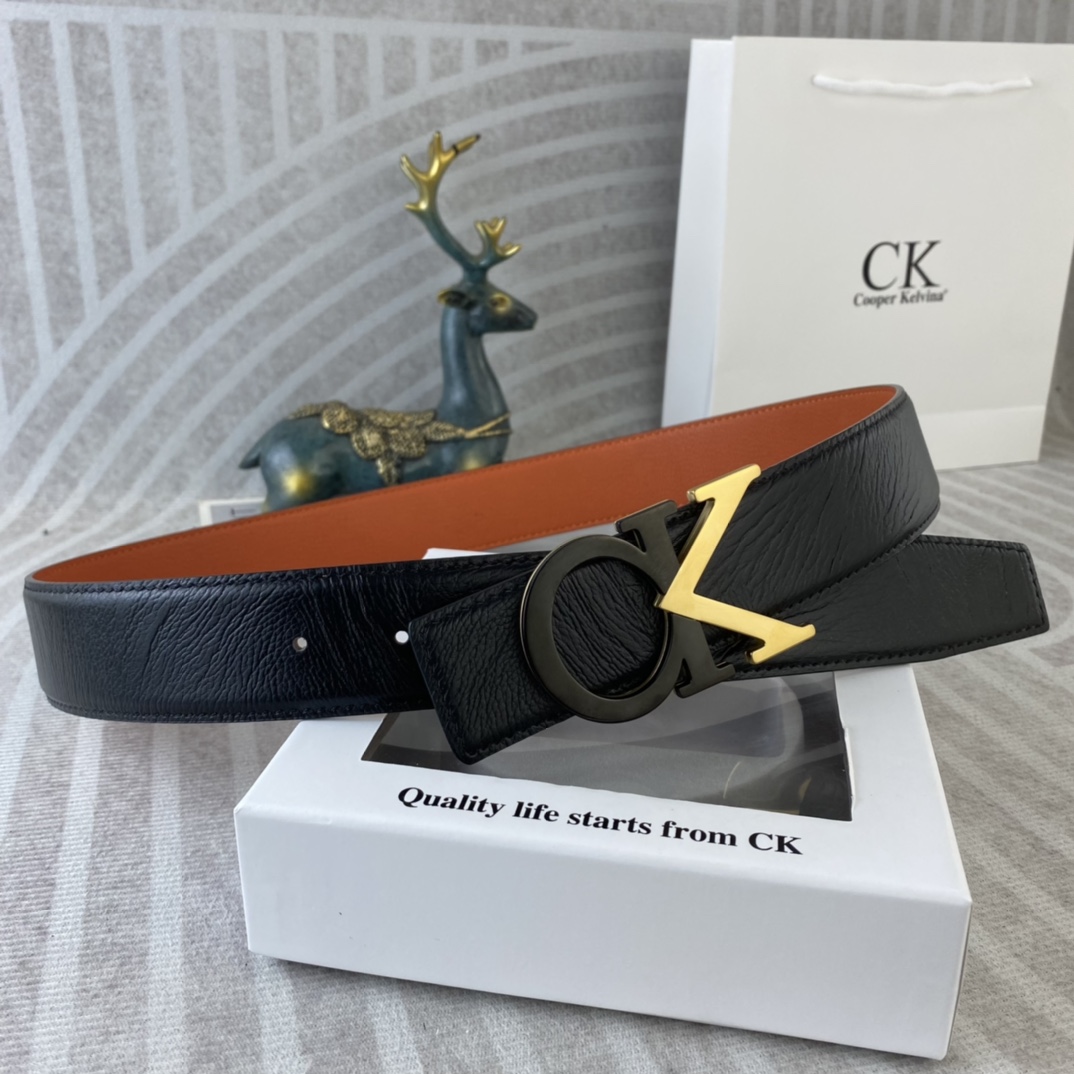 CK 💕 特种皮腰带系列 ，原厂五金精品不锈钢扣，手感柔软舒适 宽3.8CM。