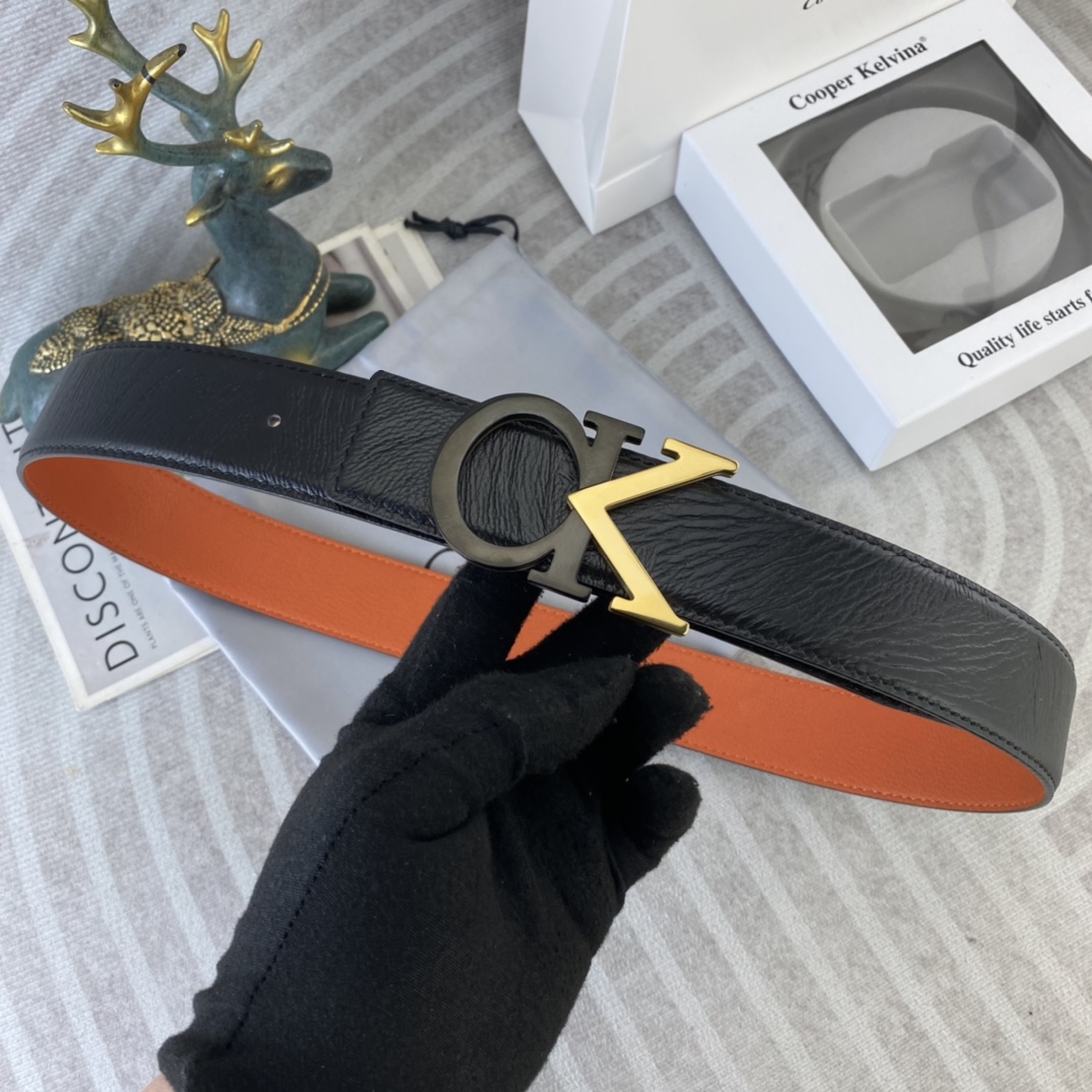 CK 💕 特种皮腰带系列 ，原厂五金精品不锈钢扣，手感柔软舒适 宽3.8CM。