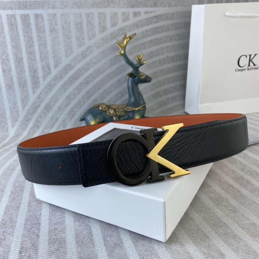 CK 💕 特种皮腰带系列 ，原厂五金精品不锈钢扣，手感柔软舒适 宽3.8CM。
