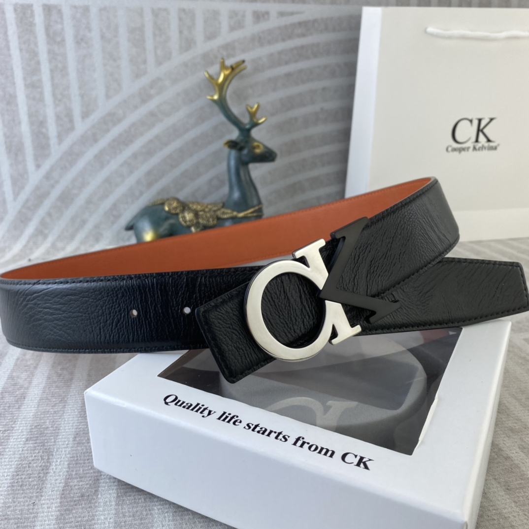 CK 💕 特种皮腰带系列 ，原厂五金精品不锈钢扣，手感柔软舒适 宽3.8CM。