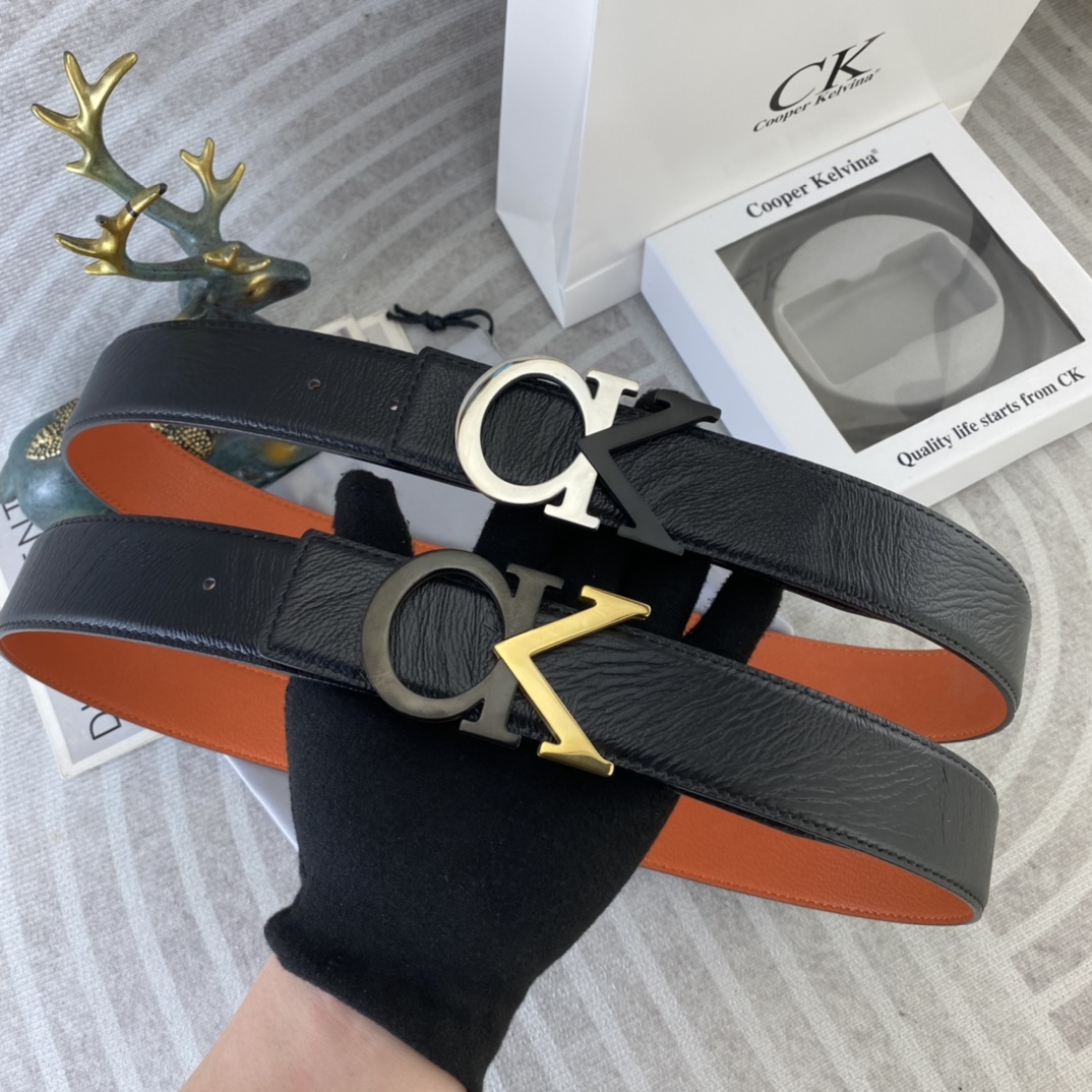 CK 💕 特种皮腰带系列 ，原厂五金精品不锈钢扣，手感柔软舒适 宽3.8CM。
