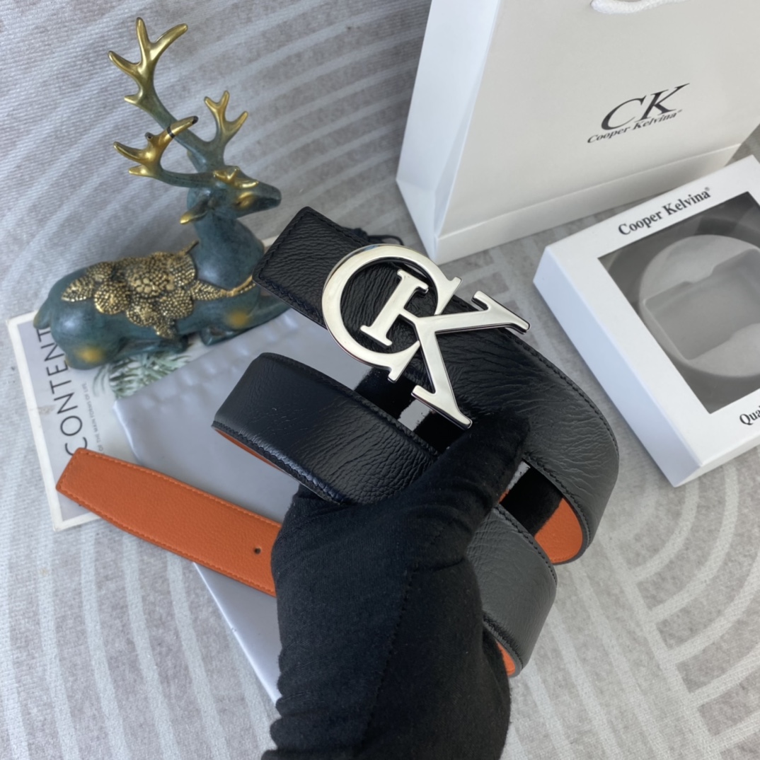 CK 💕 特种皮腰带系列 ，原厂五金精品不锈钢扣，手感柔软舒适 宽3.8CM。