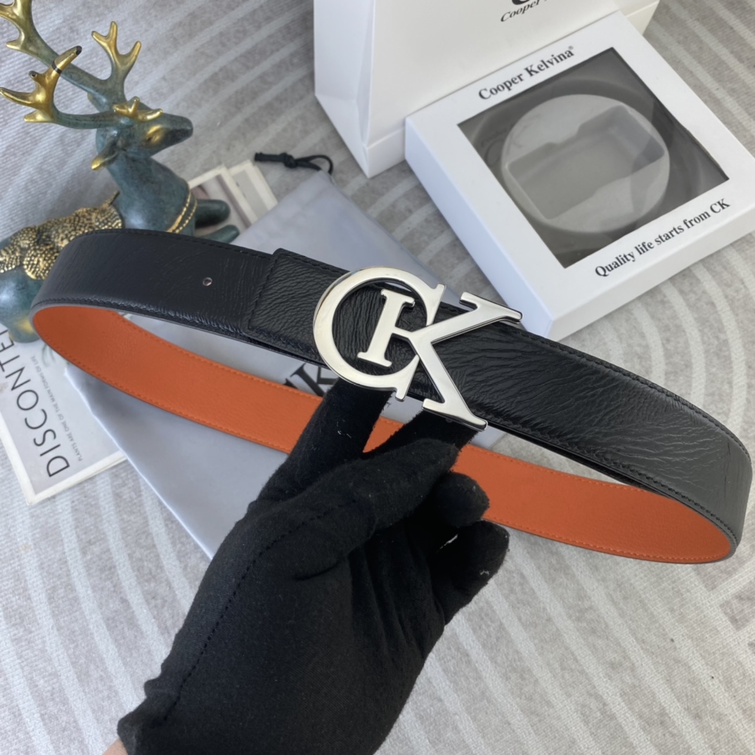 CK 💕 特种皮腰带系列 ，原厂五金精品不锈钢扣，手感柔软舒适 宽3.8CM。