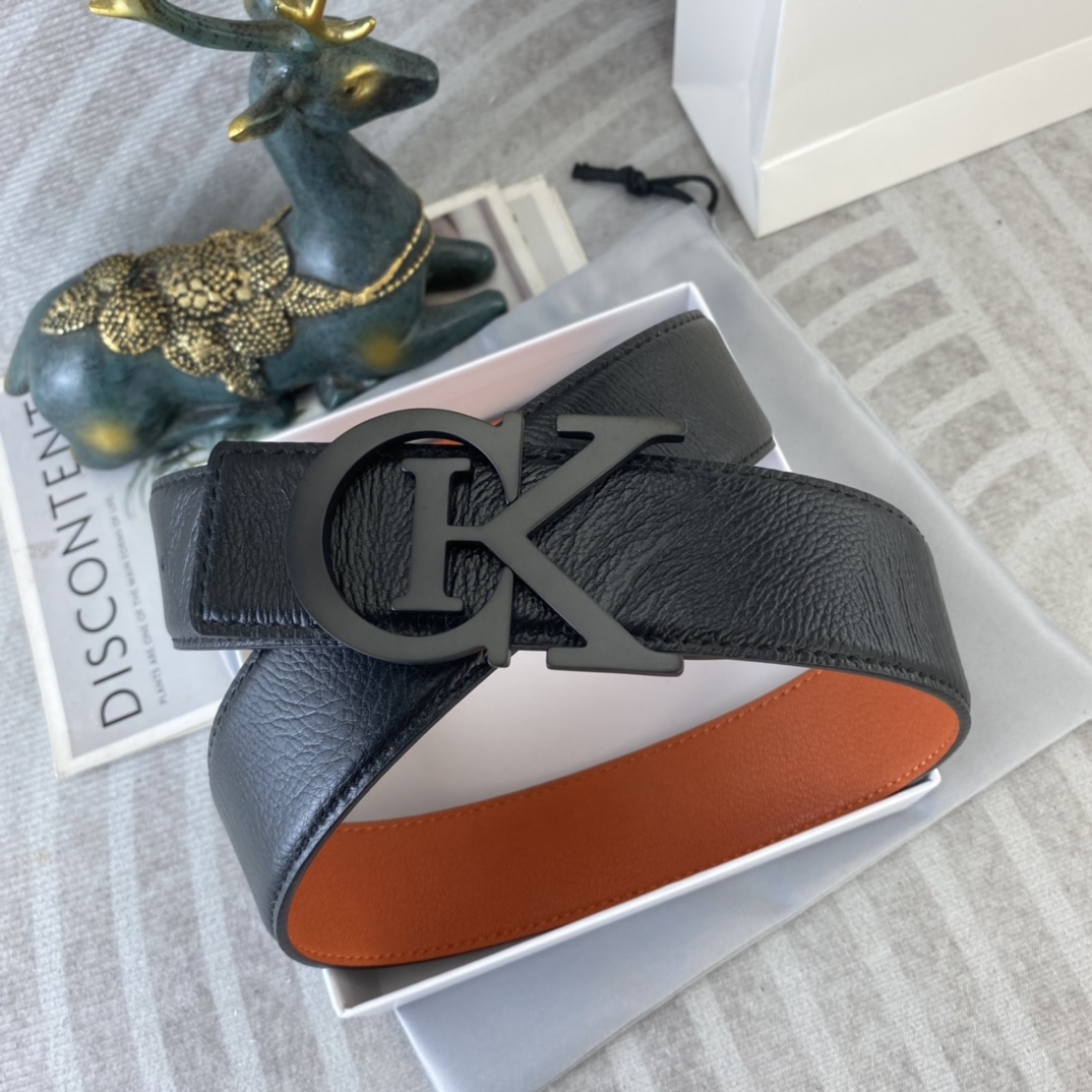 CK 💕 特种皮腰带系列 ，原厂五金精品不锈钢扣，手感柔软舒适 宽3.8CM。