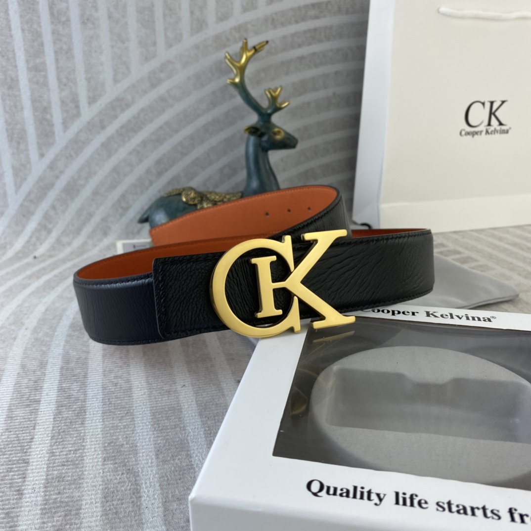 CK 💕 特种皮腰带系列 ，原厂五金精品不锈钢扣，手感柔软舒适 宽3.8CM。