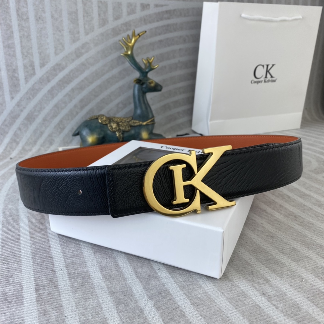 CK 💕 特种皮腰带系列 ，原厂五金精品不锈钢扣，手感柔软舒适 宽3.8CM。