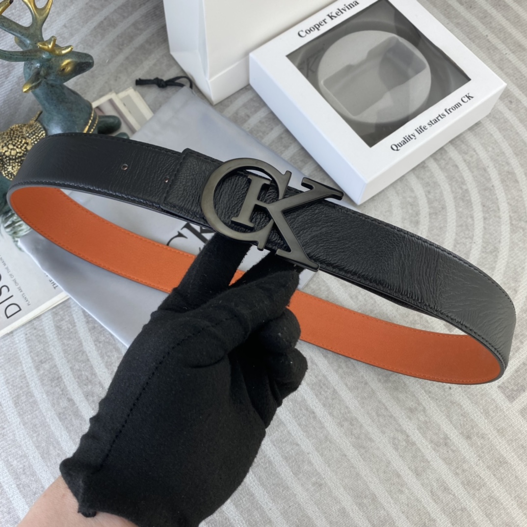 CK 💕 特种皮腰带系列 ，原厂五金精品不锈钢扣，手感柔软舒适 宽3.8CM。