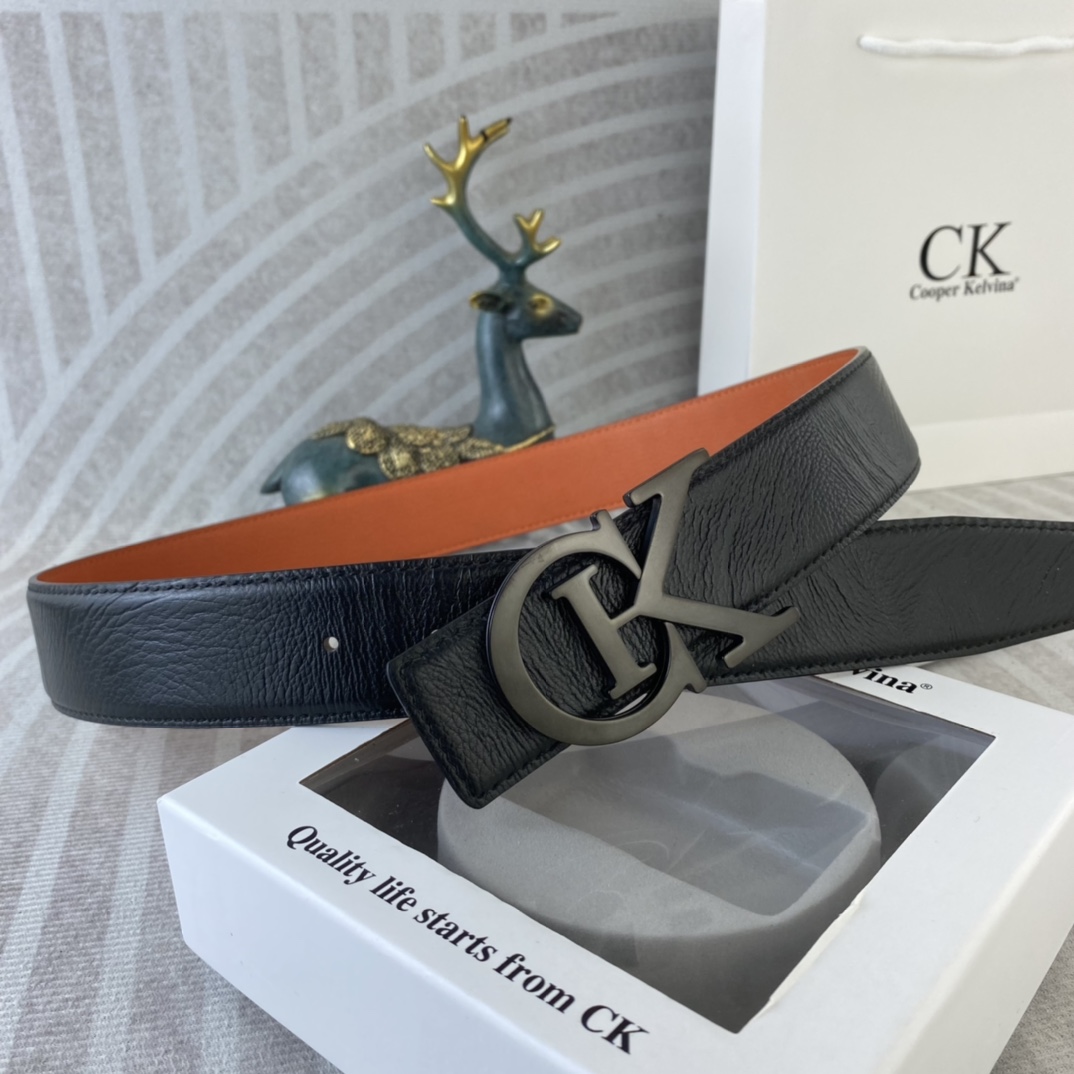 CK 💕 特种皮腰带系列 ，原厂五金精品不锈钢扣，手感柔软舒适 宽3.8CM。