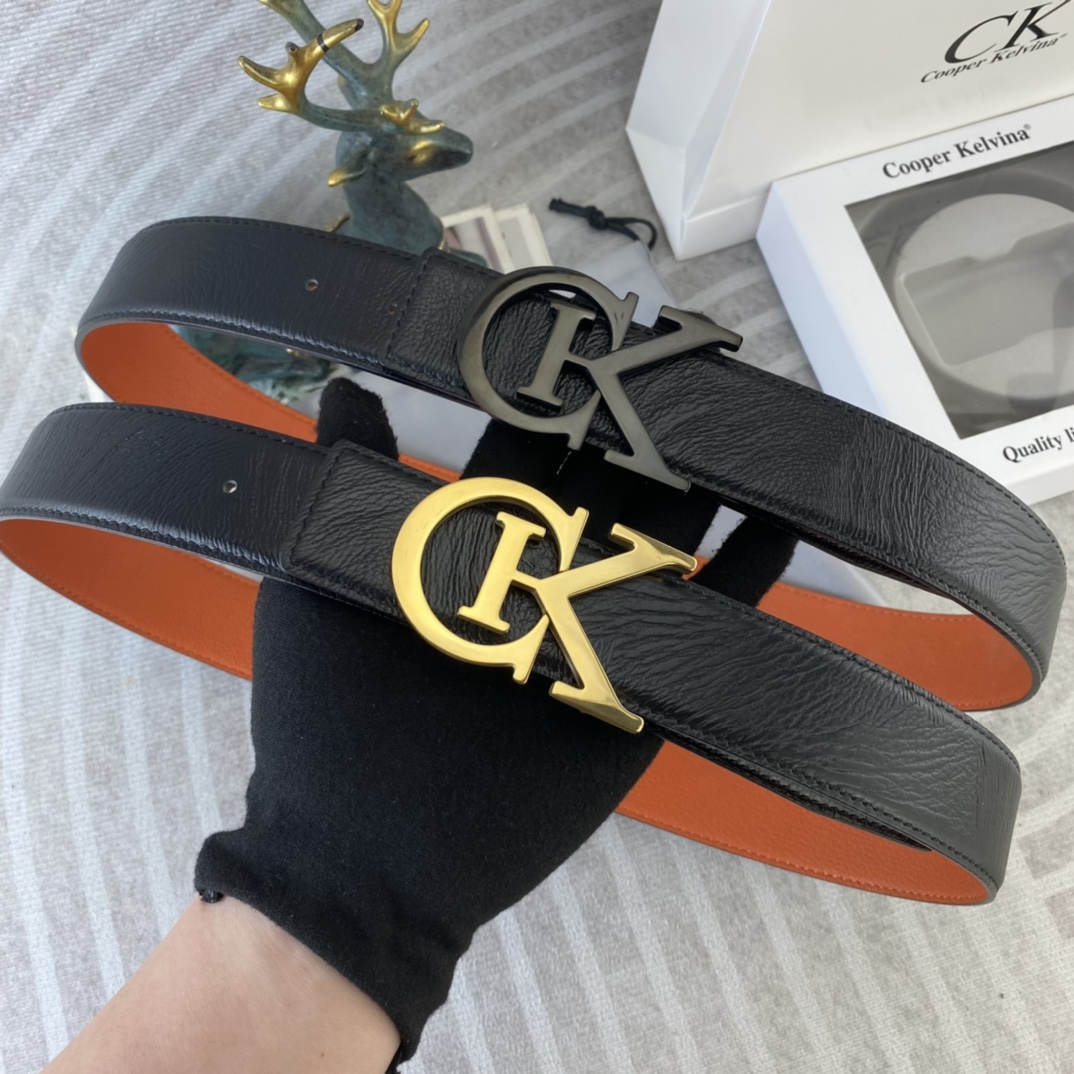 CK 💕 特种皮腰带系列 ，原厂五金精品不锈钢扣，手感柔软舒适 宽3.8CM。