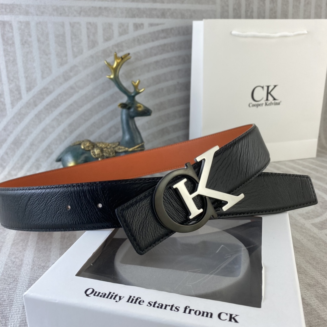 CK 💕 特种皮腰带系列 ，原厂五金精品不锈钢扣，手感柔软舒适 宽3.8CM。