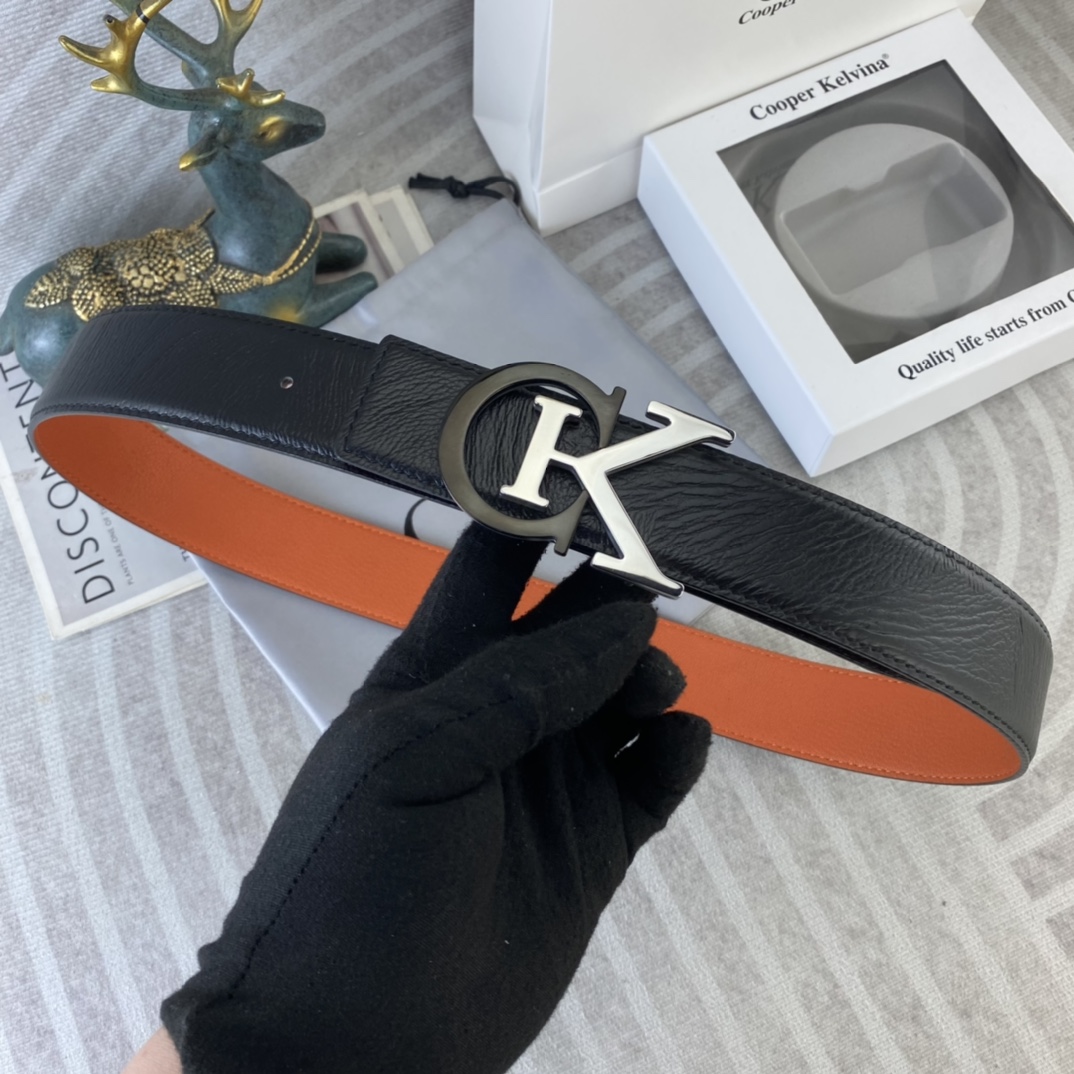 CK 💕 特种皮腰带系列 ，原厂五金精品不锈钢扣，手感柔软舒适 宽3.8CM。