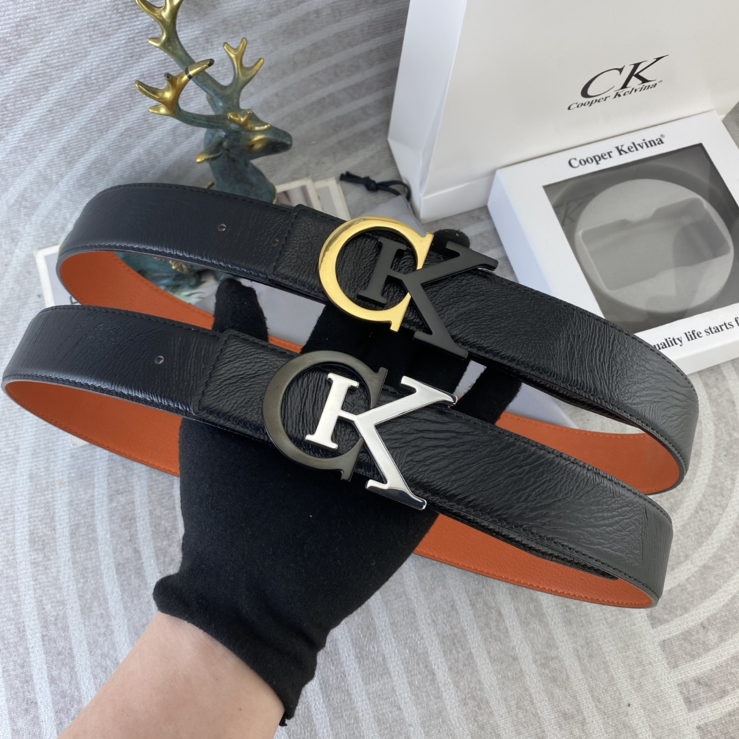 CK 💕 特种皮腰带系列 ，原厂五金精品不锈钢扣，手感柔软舒适 宽3.8CM。