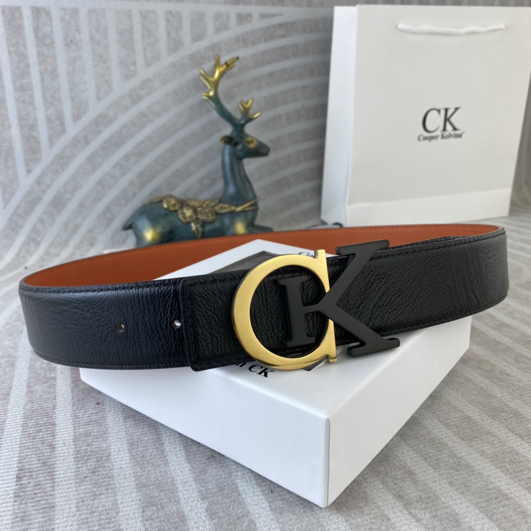CK 💕 特种皮腰带系列 ，原厂五金精品不锈钢扣，手感柔软舒适 宽3.8CM。