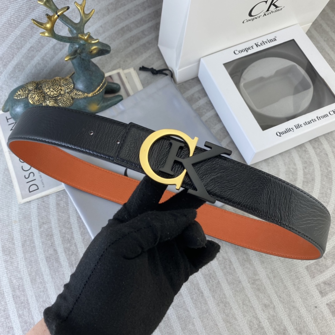 CK 💕 特种皮腰带系列 ，原厂五金精品不锈钢扣，手感柔软舒适 宽3.8CM。