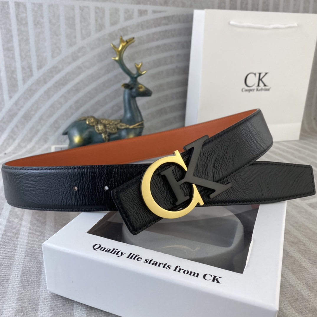 CK 💕 特种皮腰带系列 ，原厂五金精品不锈钢扣，手感柔软舒适 宽3.8CM。