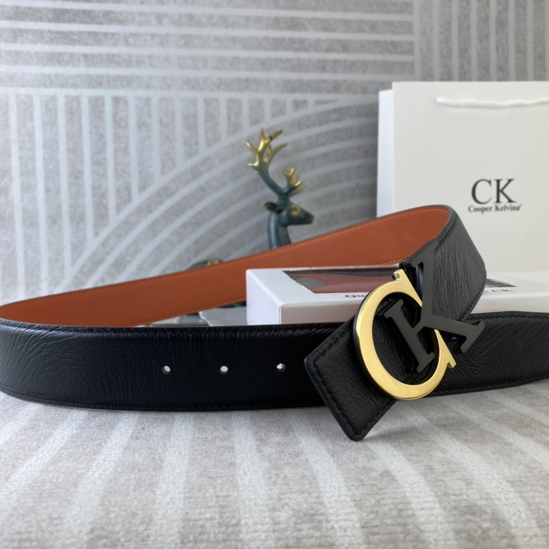 CK 💕 特种皮腰带系列 ，原厂五金精品不锈钢扣，手感柔软舒适 宽3.8CM。