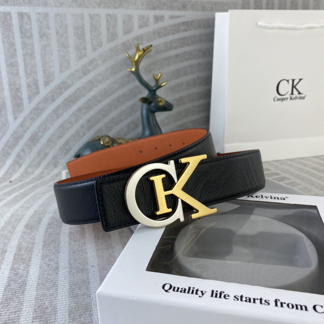 CK 💕 特种皮腰带系列 ，原厂五金精品不锈钢扣，手感柔软舒适 宽3.8CM。