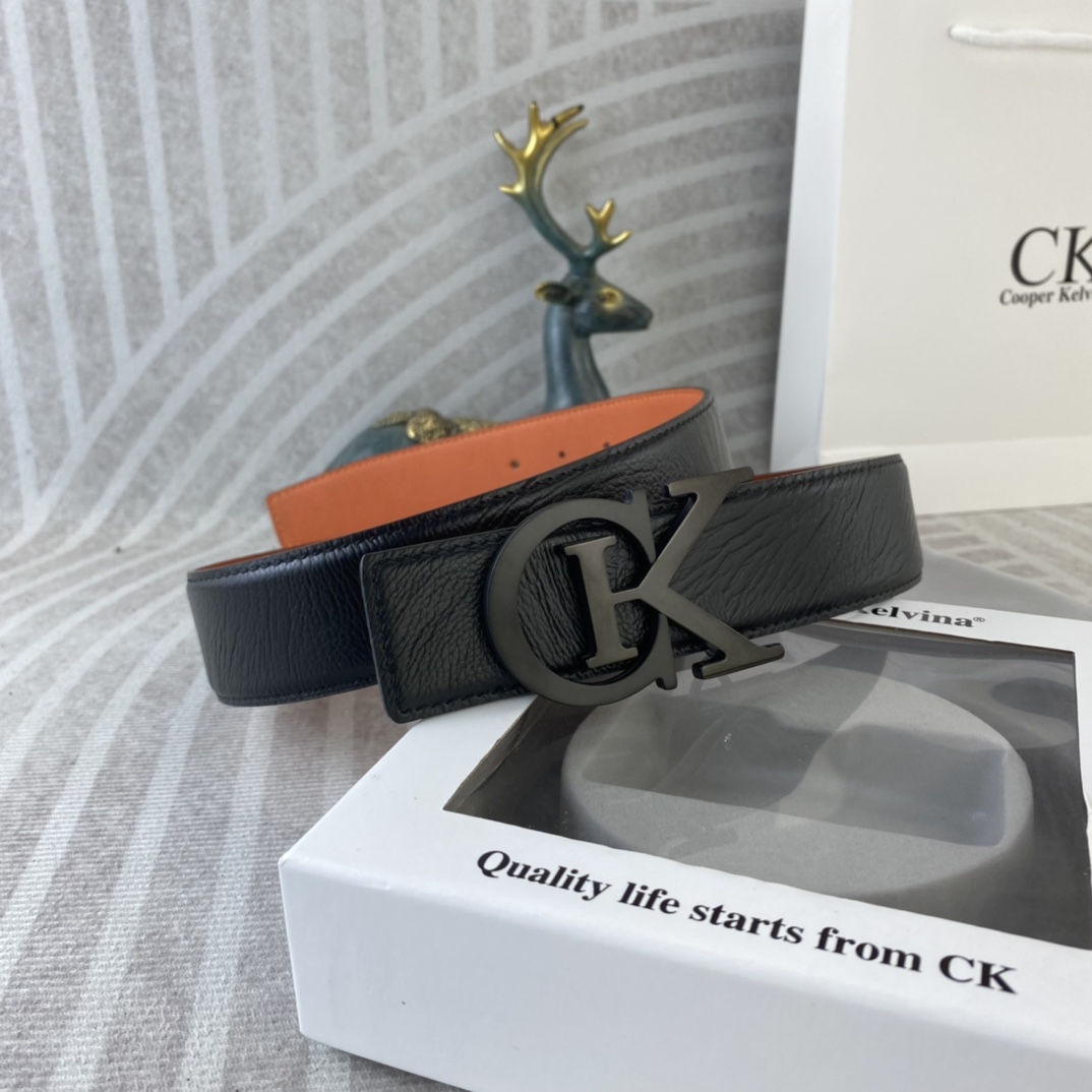 CK 💕 特种皮腰带系列 ，原厂五金精品不锈钢扣，手感柔软舒适 宽3.8CM。