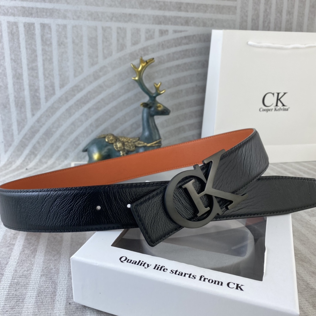 CK 💕 特种皮腰带系列 ，原厂五金精品不锈钢扣，手感柔软舒适 宽3.8CM。