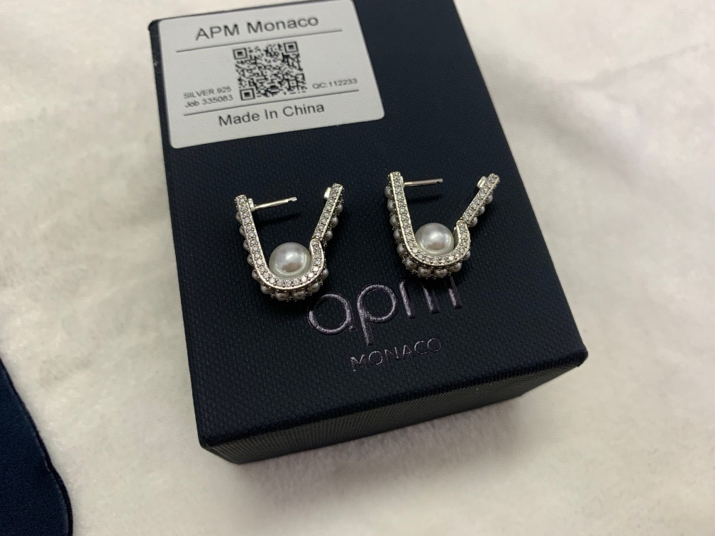  APm Monaco密镶圈形珍珠耳环耳饰女高级时尚. 55