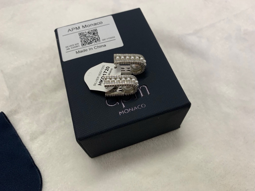  APm Monaco密镶圈形珍珠耳环耳饰女高级时尚. 55
