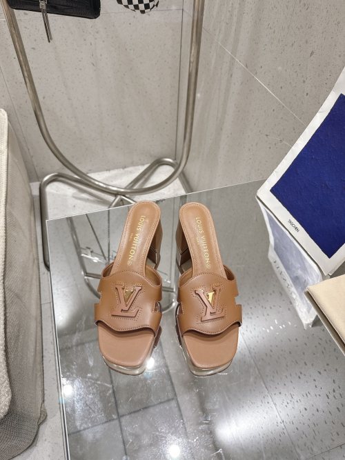 Louis Vuitton Capri Leather Heeled Sandals for Women in Brown, Size 34-41 1 Louis Vuitton Capri Leather Heeled Sandals for Women in Brown, Size 34-41