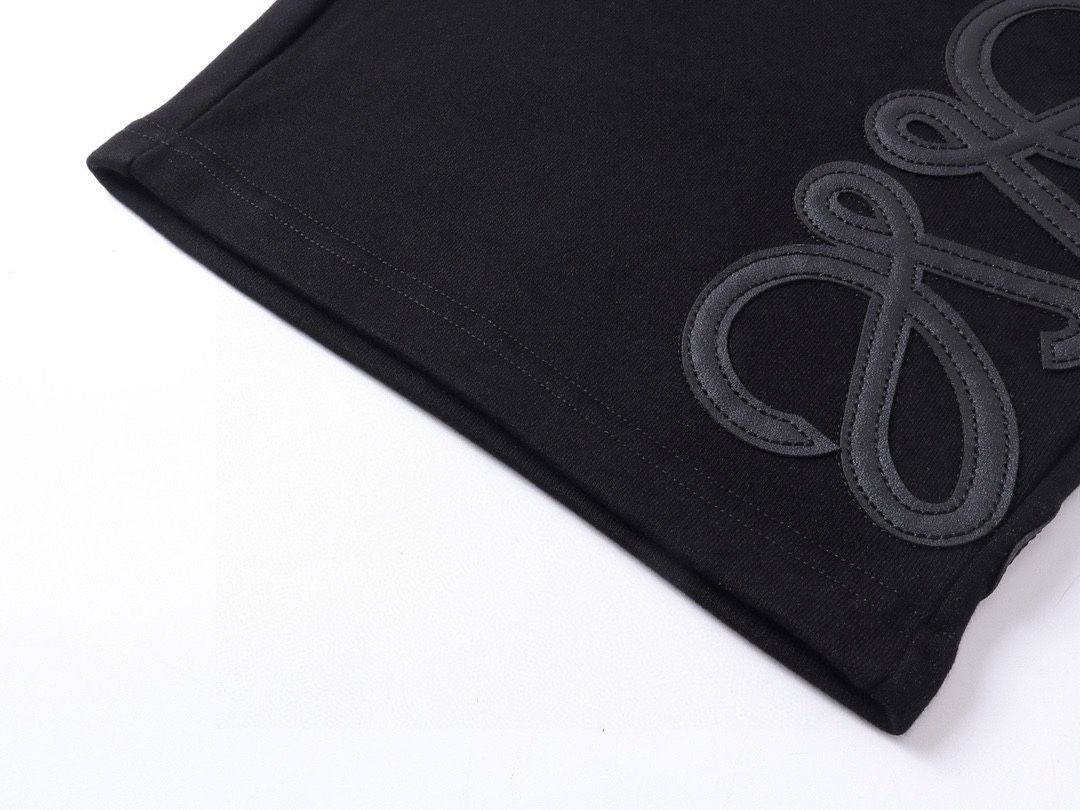 罗意威/Loewe 夏季新款 皮标logo休闲短裤 黑色