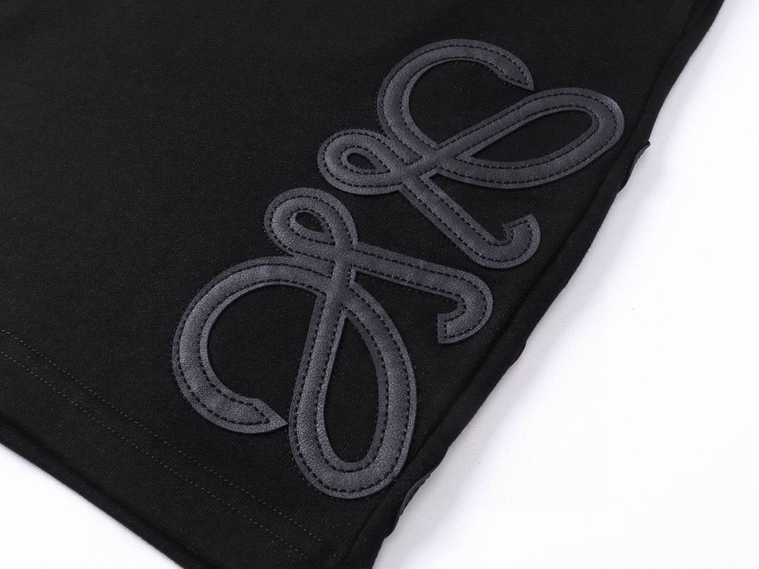 罗意威/Loewe 夏季新款 皮标logo休闲短裤 黑色